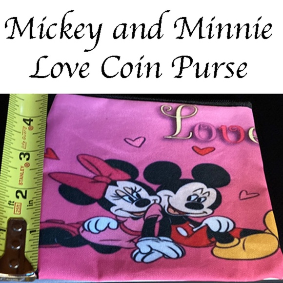 Disney Mickey Minnie Coin Purse Made Of 100% Polyester, Portable Makeup Bag - Picture 5 of 7